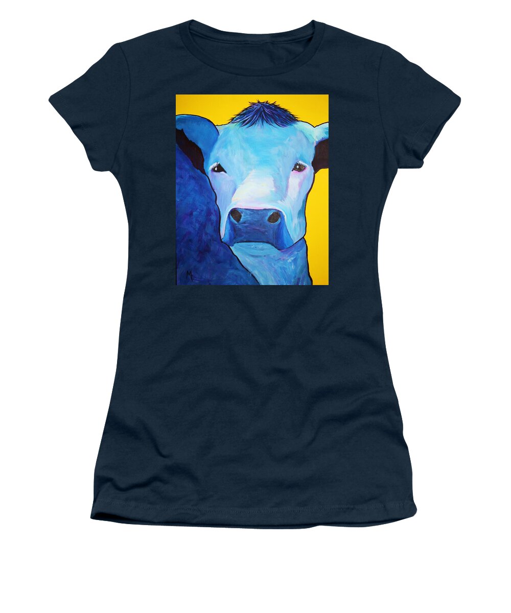 Cow Women's T-Shirt featuring the painting I Am So Blue by Melinda Etzold