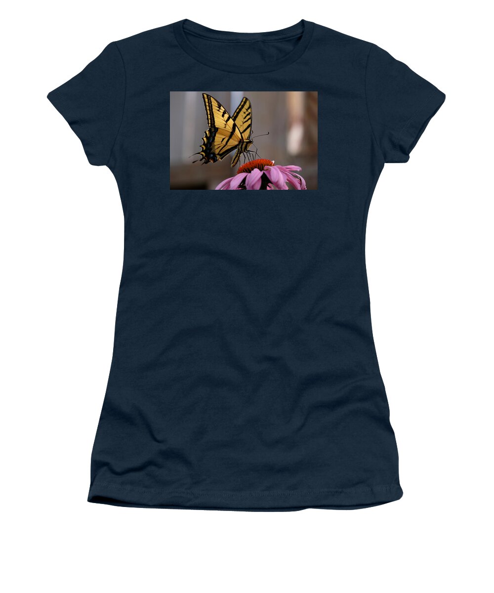 Butterfly Women's T-Shirt featuring the photograph I Like Flowers on my Table by Jessica Myscofski