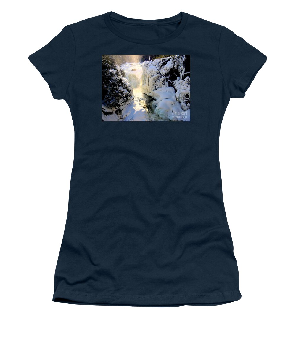 Dorwin Falls Women's T-Shirt featuring the photograph Ice by Elfriede Fulda