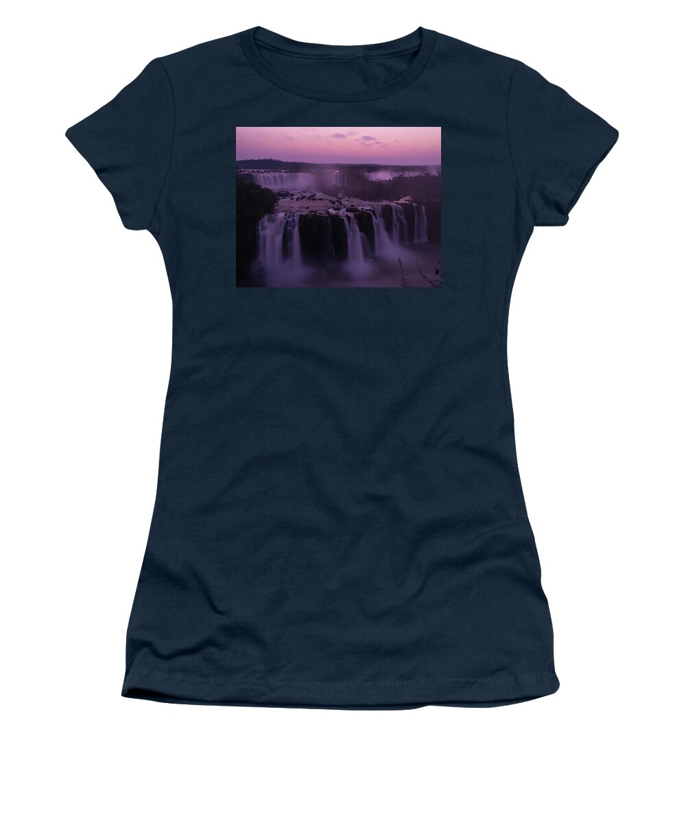 Brazil Women's T-Shirt featuring the photograph Iguazu Sunset in Violet by Alex Lapidus