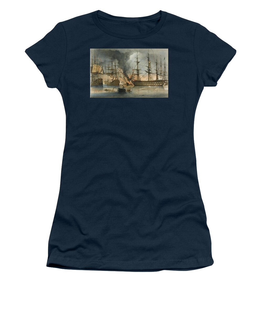 George Philip. Reinagle Women's T-Shirt featuring the painting Illustrations Of The Battle Of Navarin by George Philip