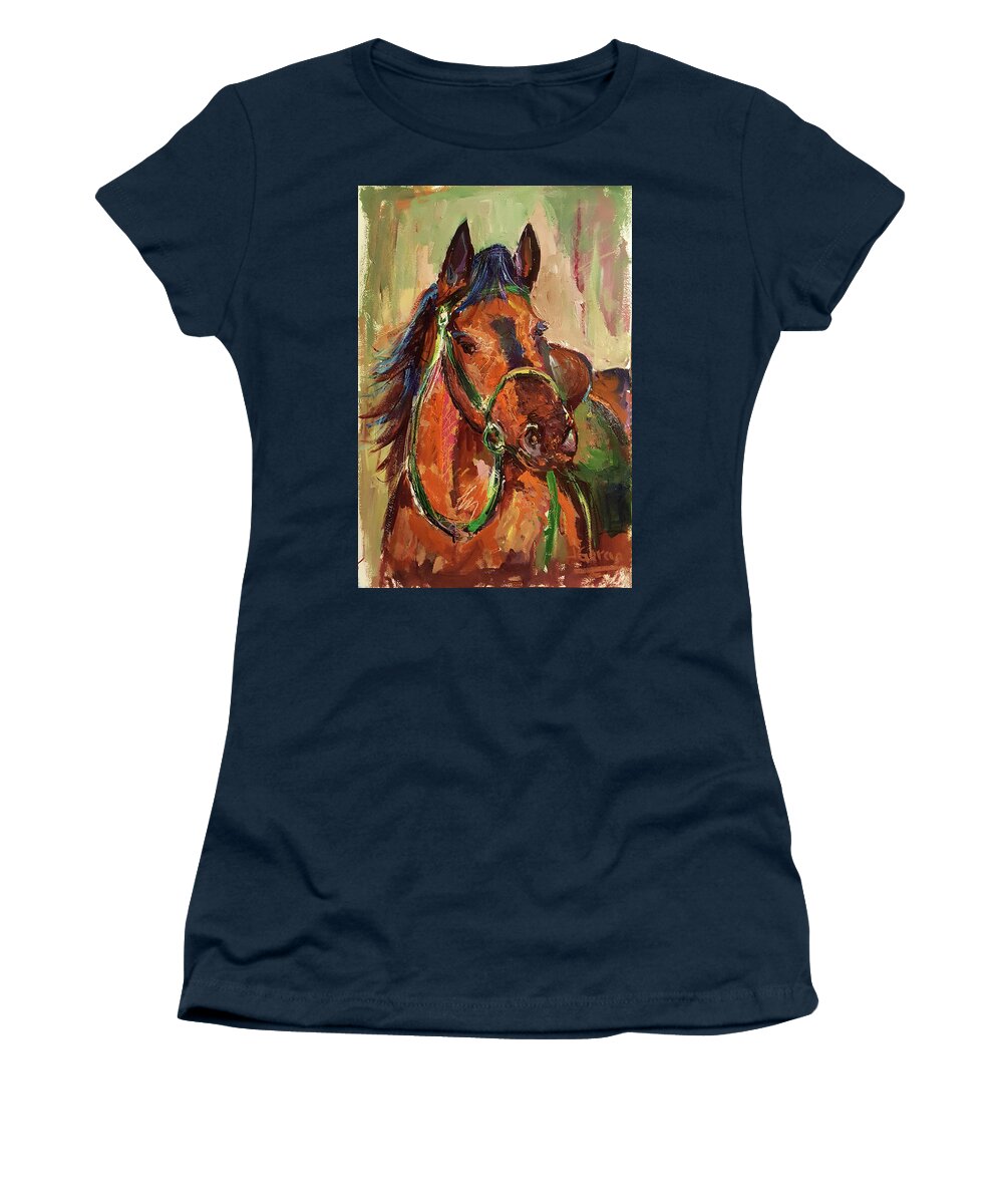 Horse Women's T-Shirt featuring the painting Impressionist Horse by Janet Garcia