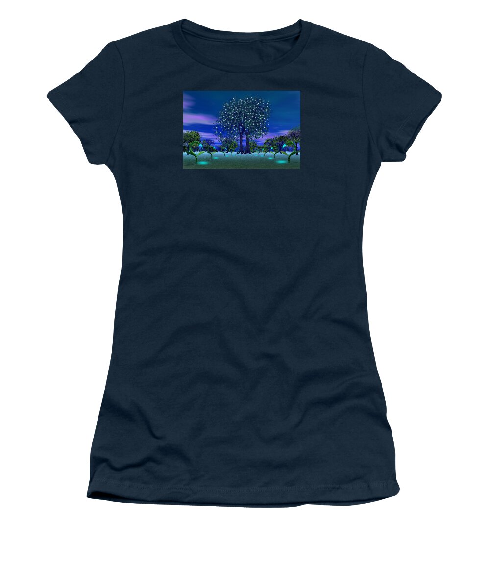 Village Women's T-Shirt featuring the photograph In The Night Forest by Mark Blauhoefer