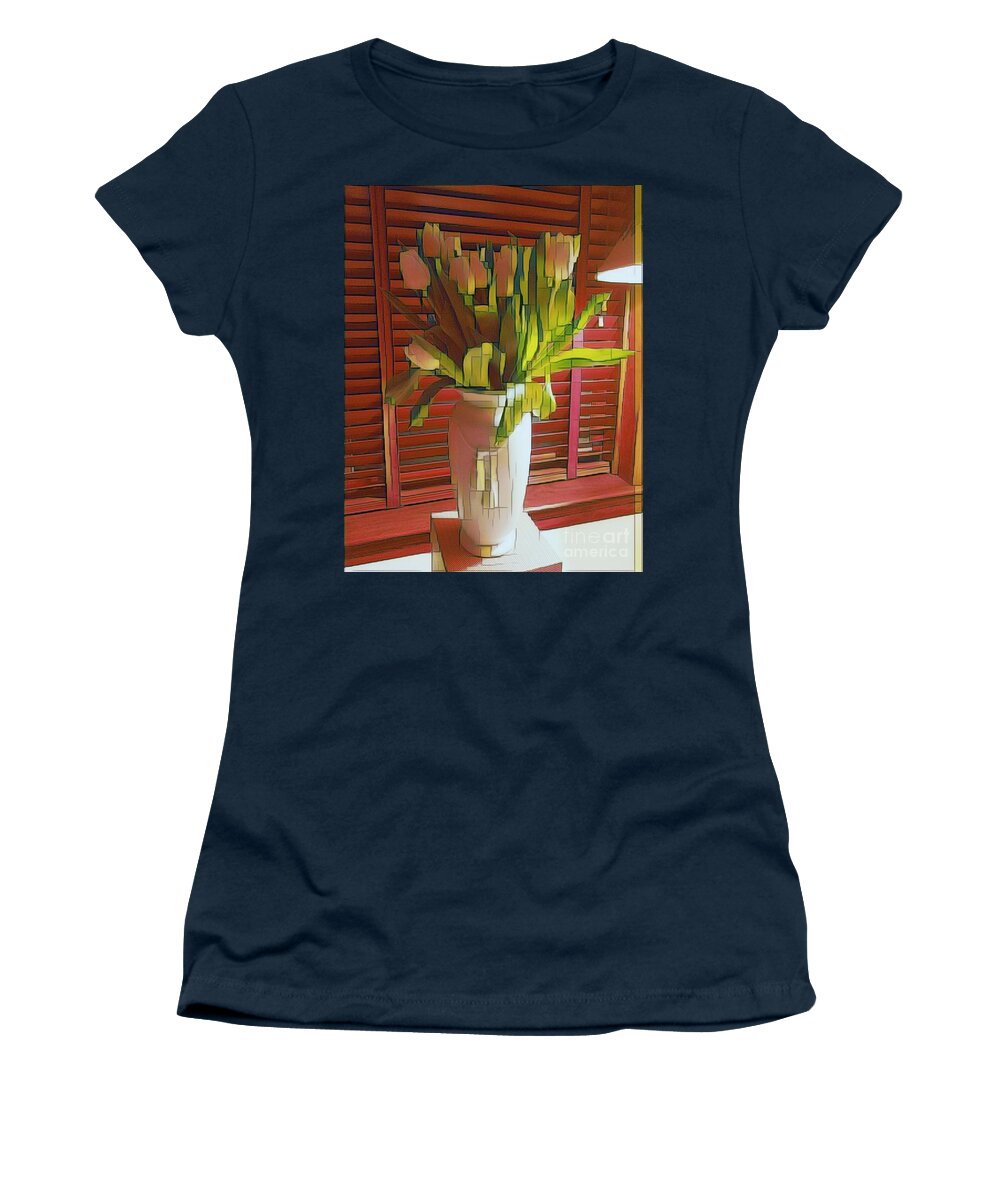 Floral Women's T-Shirt featuring the photograph In the Pink Tulips by Jodie Marie Anne Richardson Traugott     aka jm-ART
