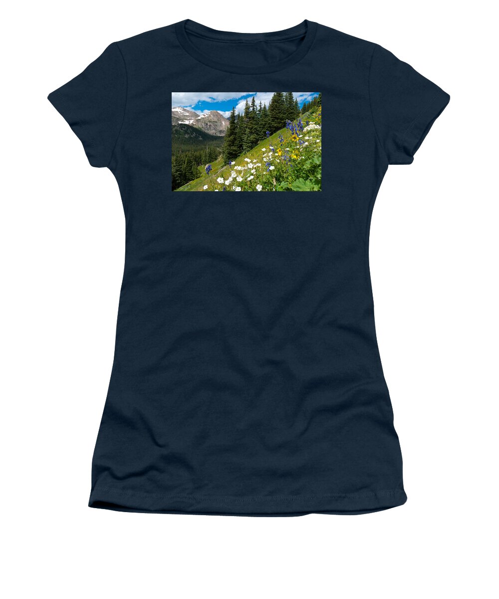 Indian Peaks Women's T-Shirt featuring the photograph Indian Peaks at their Finest by Cascade Colors