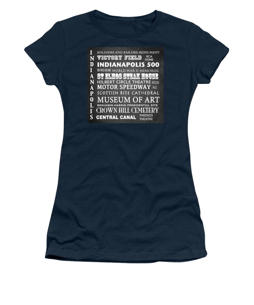 Indianapolis Women's T-Shirt featuring the digital art Indianapolis Famous Landmarks by Patricia Lintner