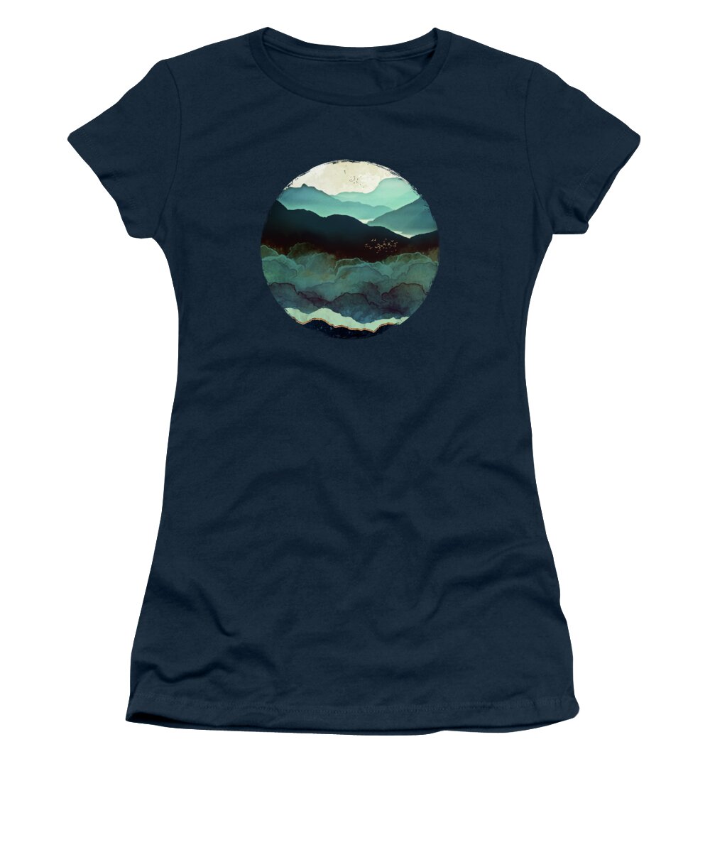 #faatoppicks Women's T-Shirt featuring the digital art Indigo Mountains by Spacefrog Designs