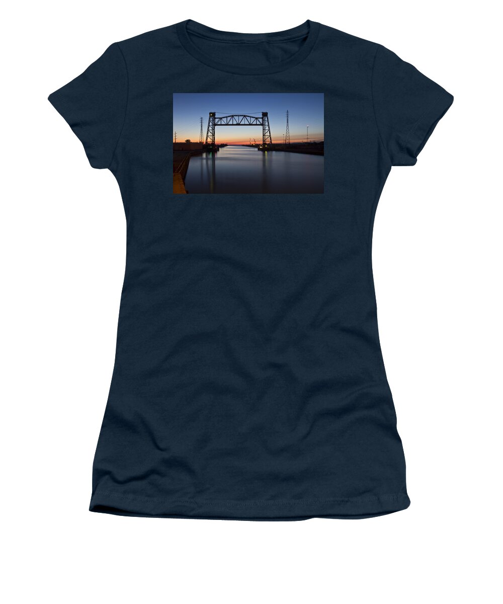 Chicago Women's T-Shirt featuring the photograph Industrial River Scene At Dawn by Sven Brogren