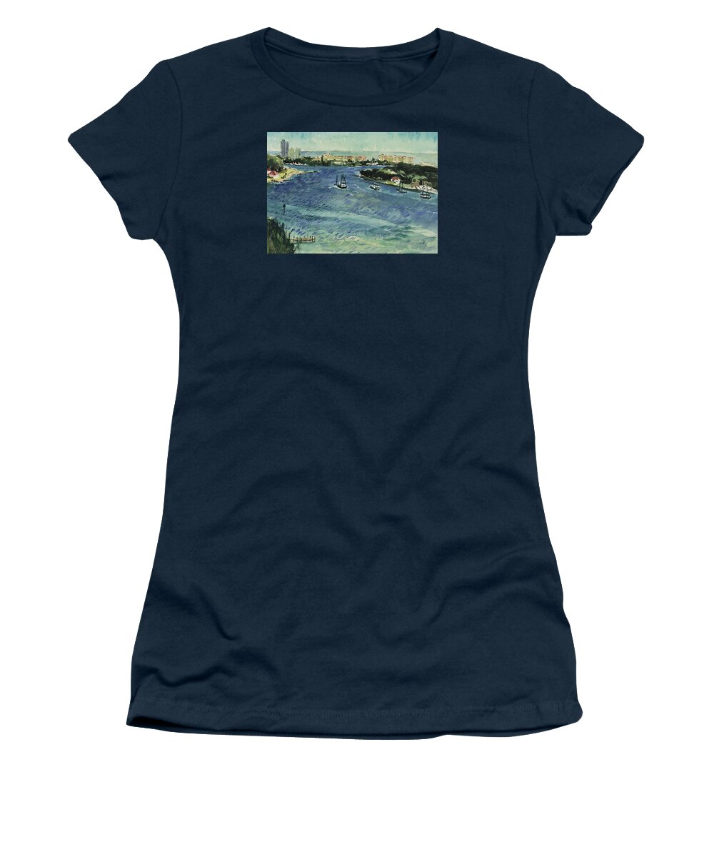 Landscape Women's T-Shirt featuring the painting Inlet by Thomas Tribby