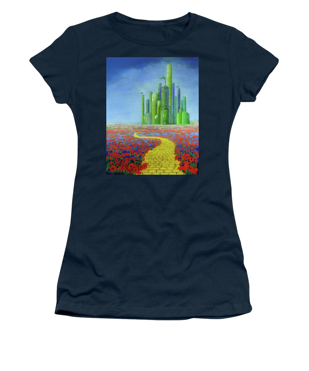 Wizard Of Oz Women's T-Shirt featuring the painting Interlude on the Journey Home by Lisa Crisman