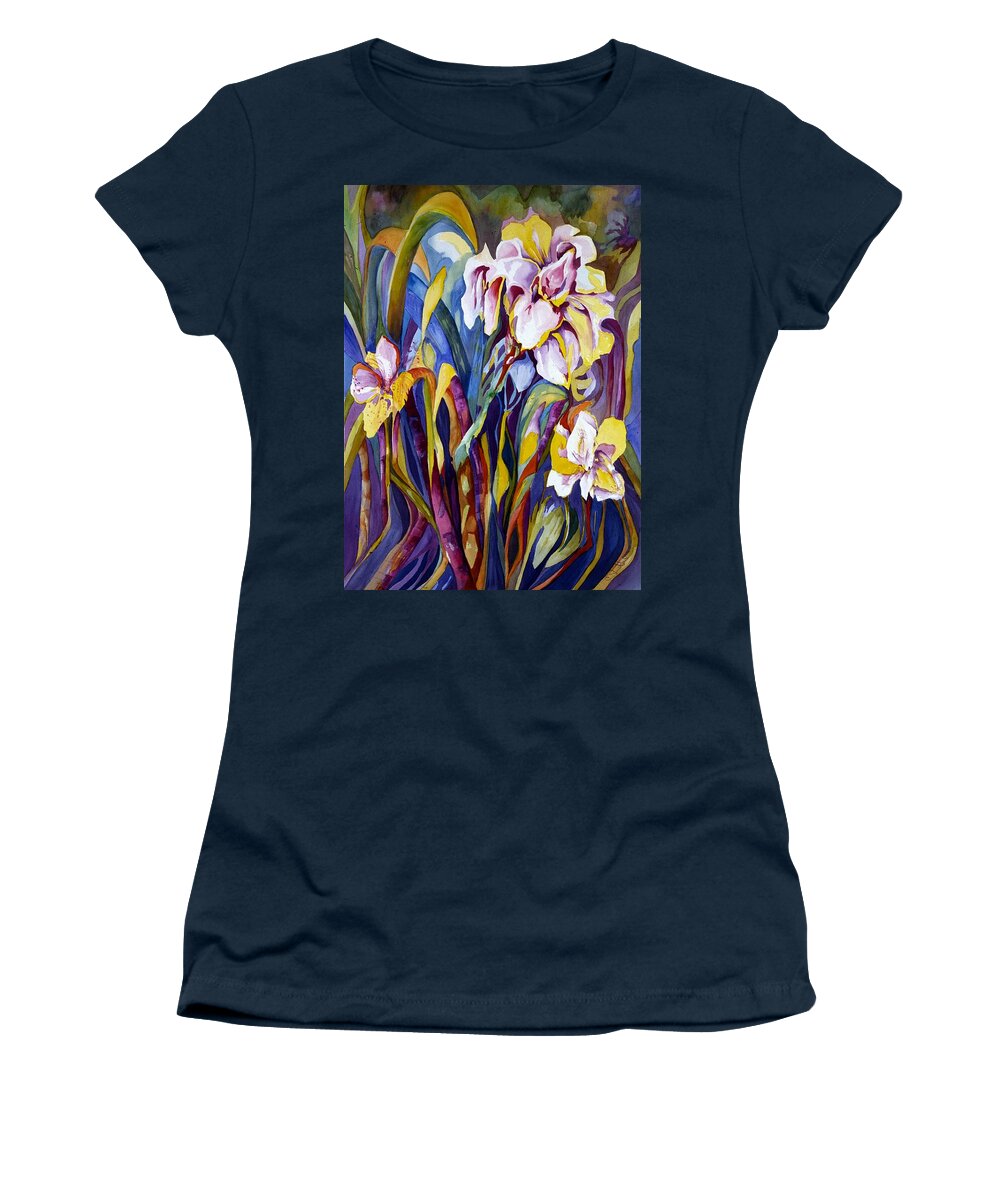 Floral Women's T-Shirt featuring the painting Iris by Carolyn LeGrand