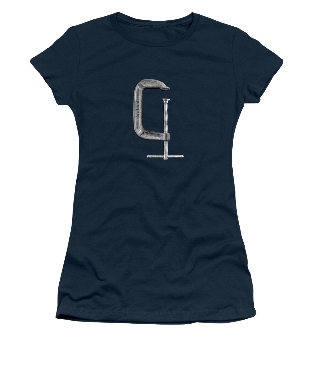 Art Women's T-Shirt featuring the photograph Iron C-Clamp on Plywood 68 in BW by YoPedro