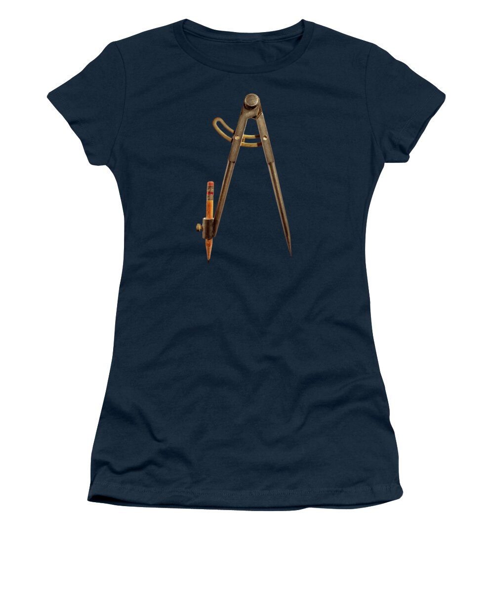 Industry Women's T-Shirt featuring the photograph Iron Compass Back on Black by YoPedro