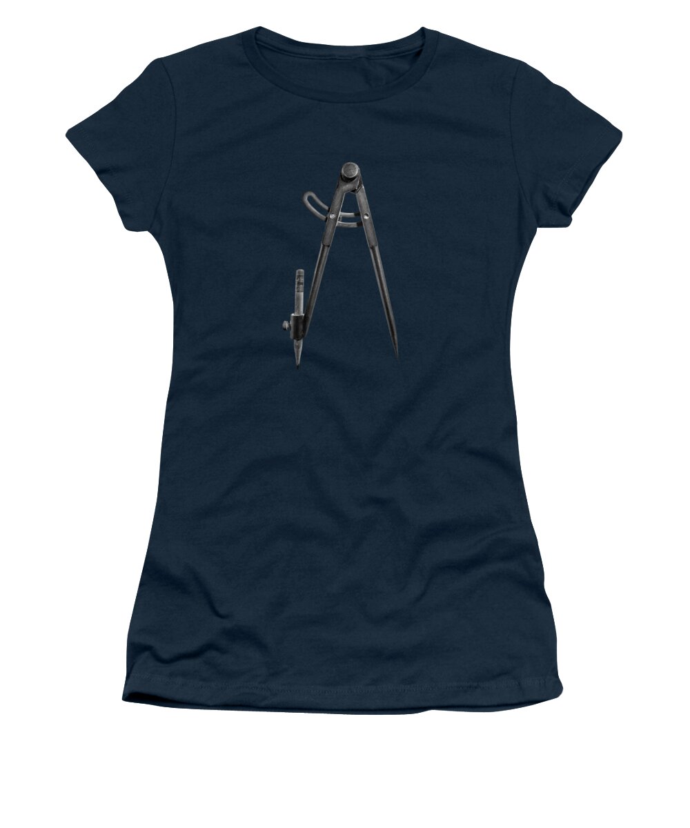 Industry Women's T-Shirt featuring the photograph Iron Compass Backside in BW by YoPedro