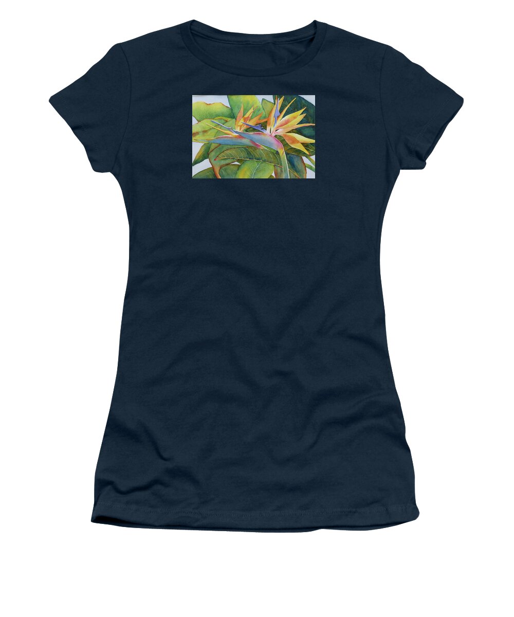 Bird Of Paradise Women's T-Shirt featuring the painting It Takes Two by Judy Mercer