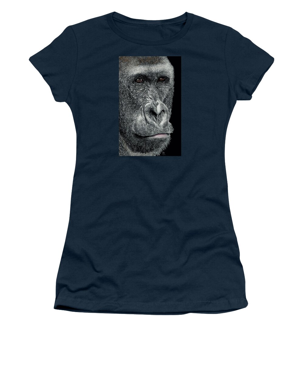 Gorilla Women's T-Shirt featuring the drawing Jabari by Ann Ranlett