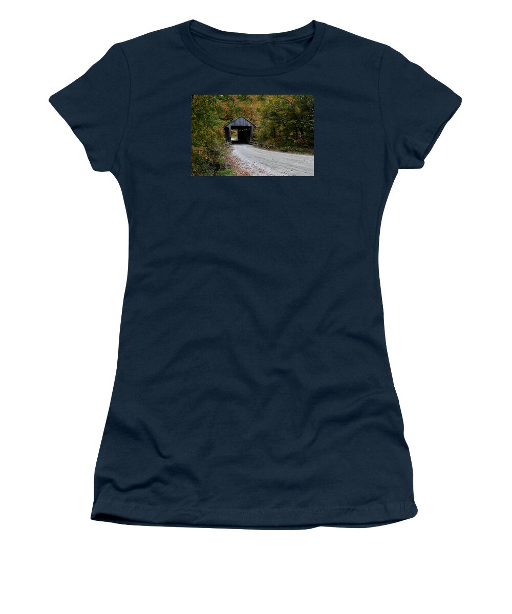 Jaynes Covered Bridge Women's T-Shirt featuring the photograph Jaynes Covered Bridge by Carolyn Mickulas