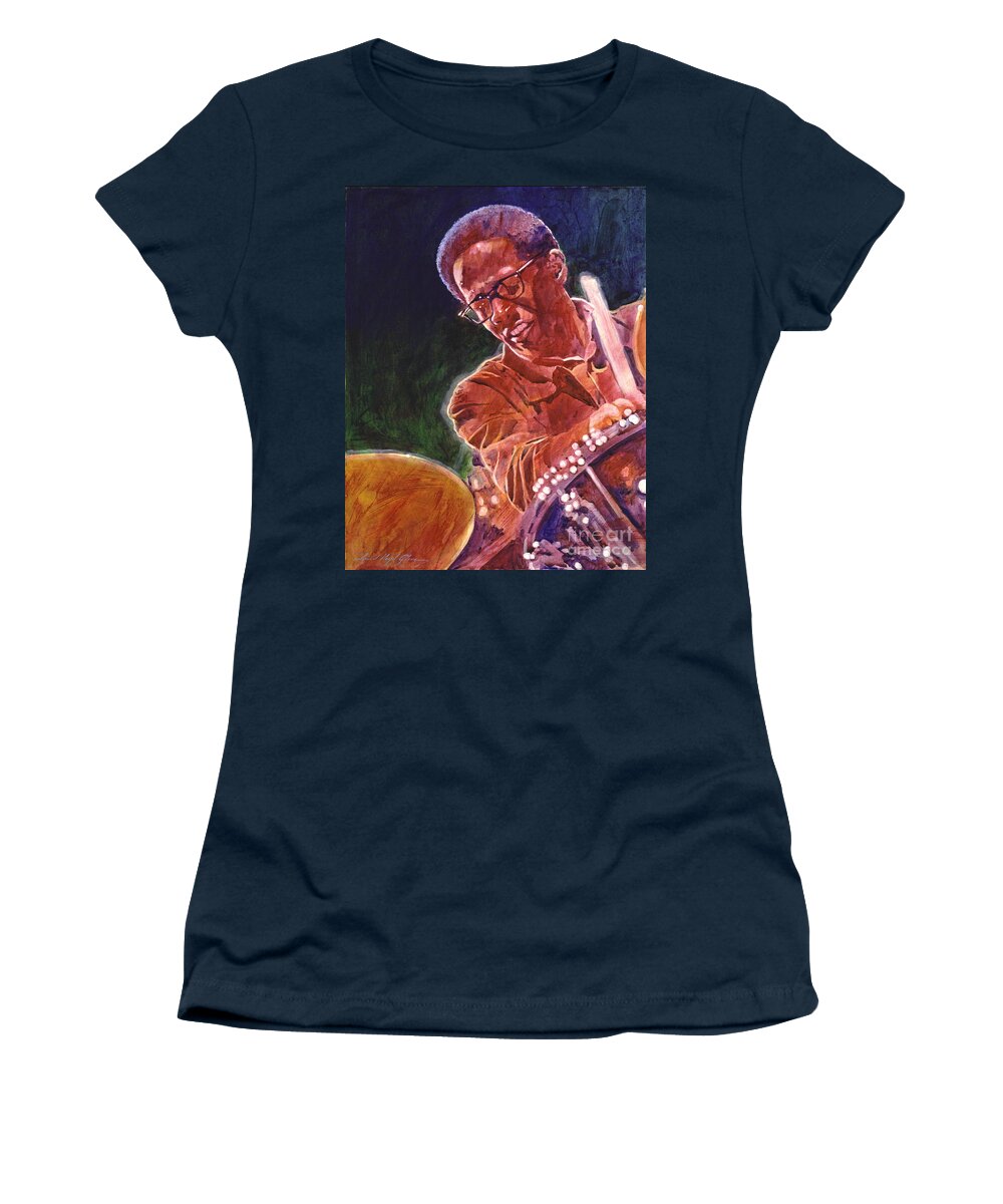 Jazz Women's T-Shirt featuring the painting Jazz Drummer Brian Blades by David Lloyd Glover