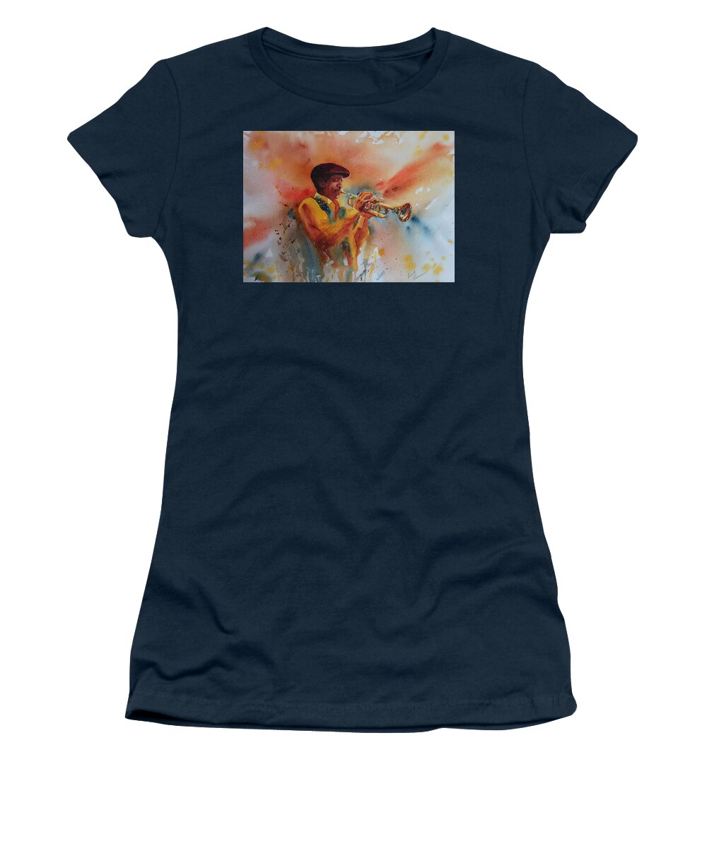 Music Women's T-Shirt featuring the painting Jazz Man by Ruth Kamenev