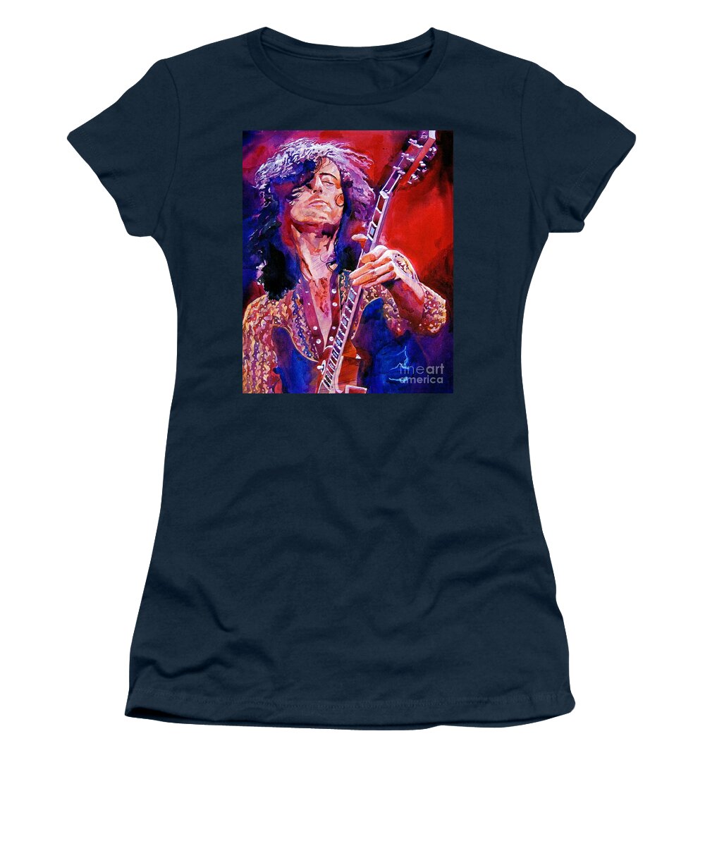 Jimmy Page Women's T-Shirt featuring the painting Jimmy Page by David Lloyd Glover