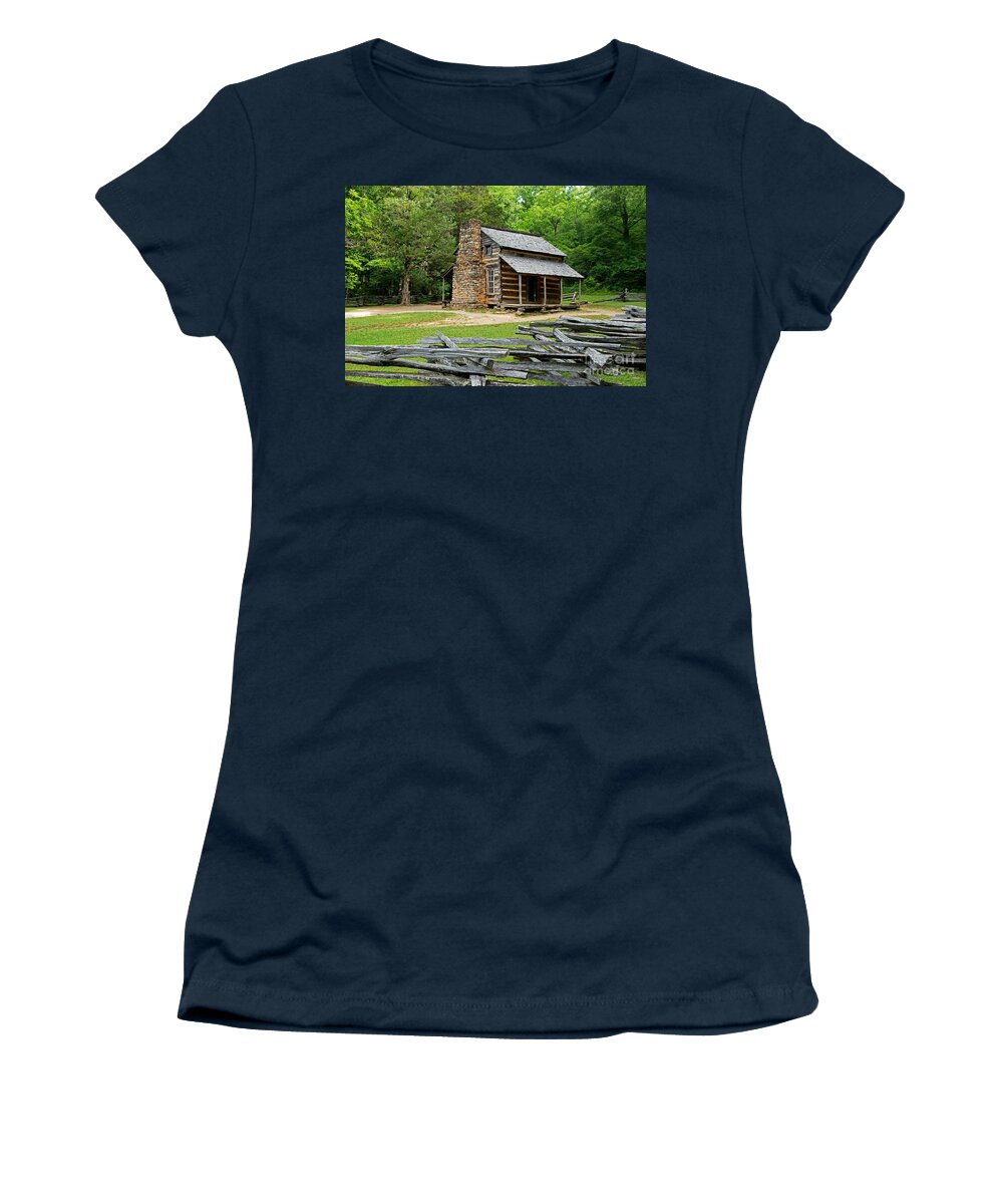 Cades Cove Women's T-Shirt featuring the photograph John Oliver Place by Fred Stearns