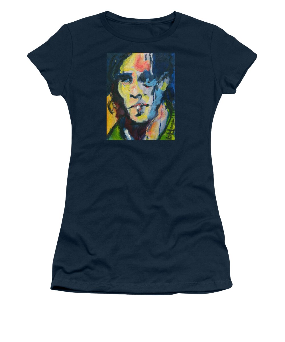 Painting Women's T-Shirt featuring the painting Johnny by Les Leffingwell