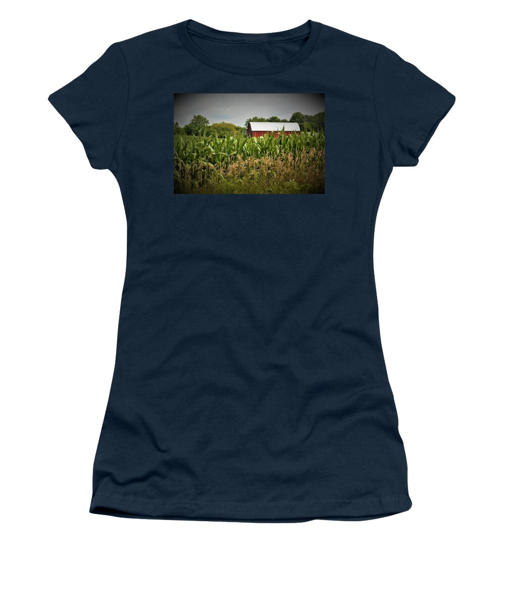 Barn Women's T-Shirt featuring the photograph 0020 - July Corn by Sheryl L Sutter
