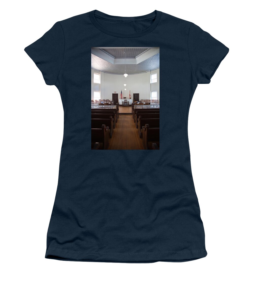 Photography Women's T-Shirt featuring the photograph Jury Box In A Courthouse, Old by Panoramic Images
