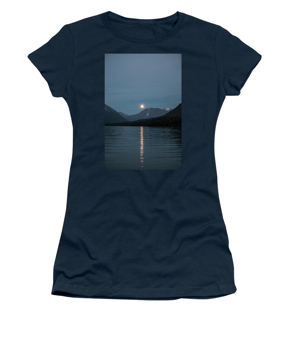 Alaska Women's T-Shirt featuring the photograph Kenai Moon by Ty Helbach