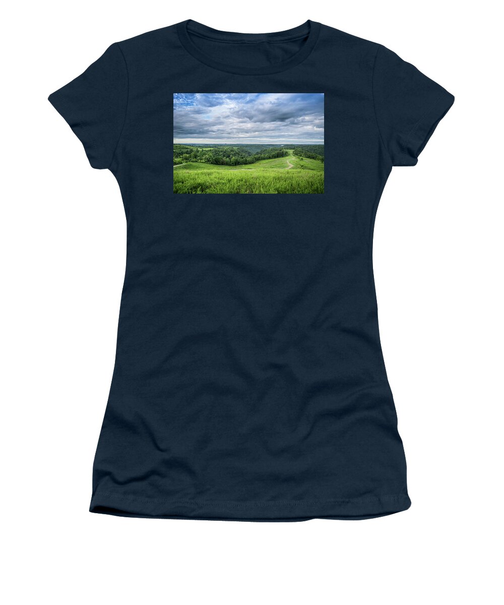 Landscape Women's T-Shirt featuring the photograph Kentucky Hills and Clouds by Lester Plank