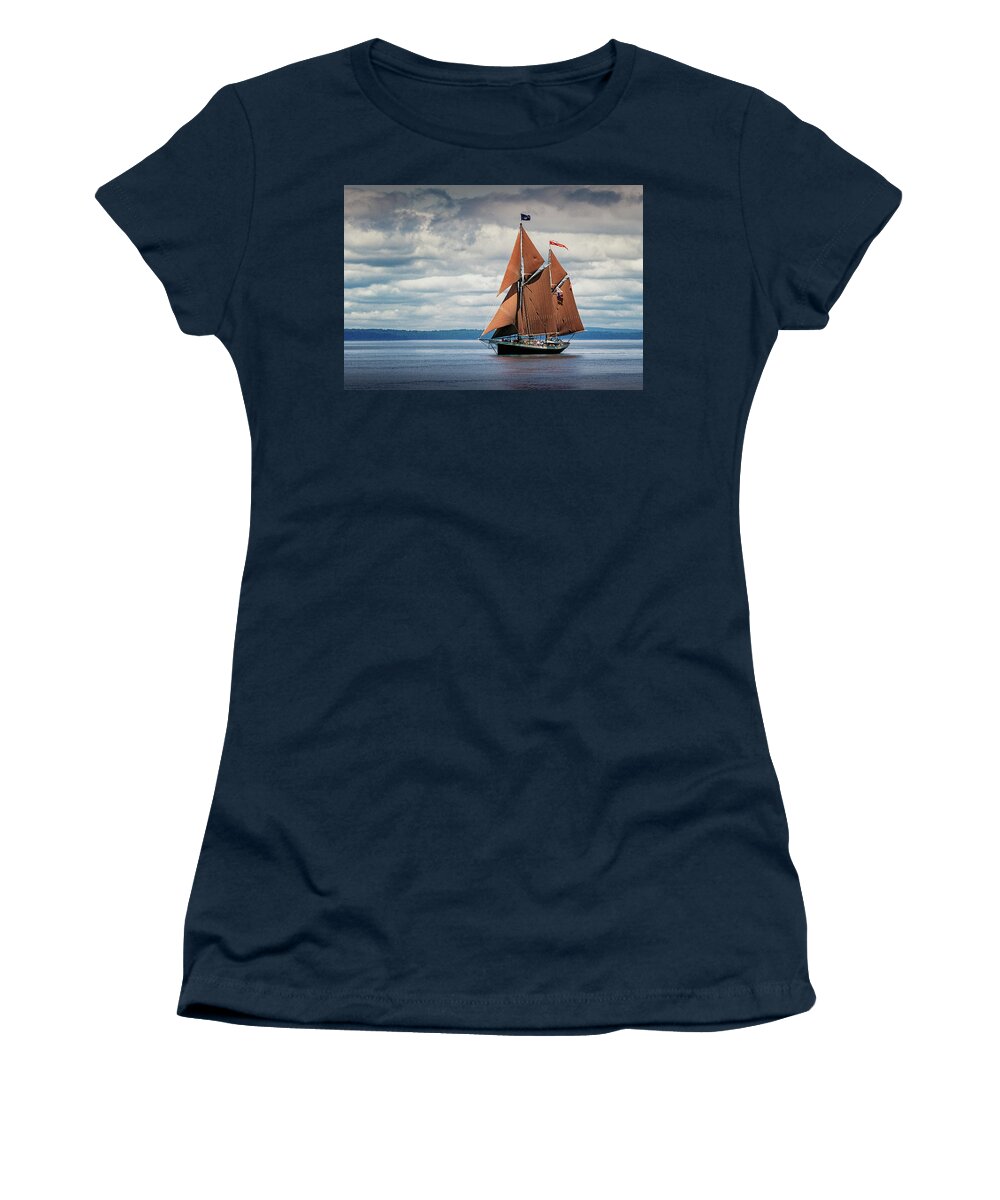 Windjammer Women's T-Shirt featuring the photograph Ketch Angelique by Fred LeBlanc