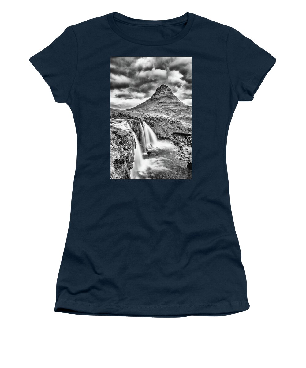 Kirkjufell Mountain Women's T-Shirt featuring the photograph kirkjufell Mountain Iceland by Greg Wyatt