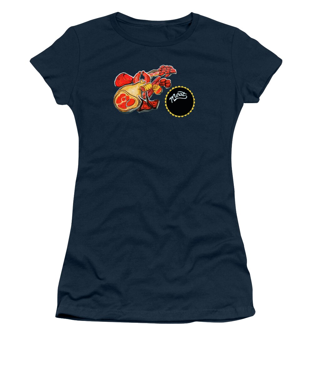 Meat Women's T-Shirt featuring the drawing Kitchen Illustration Of Menu Of Meat Products by Ariadna De Raadt