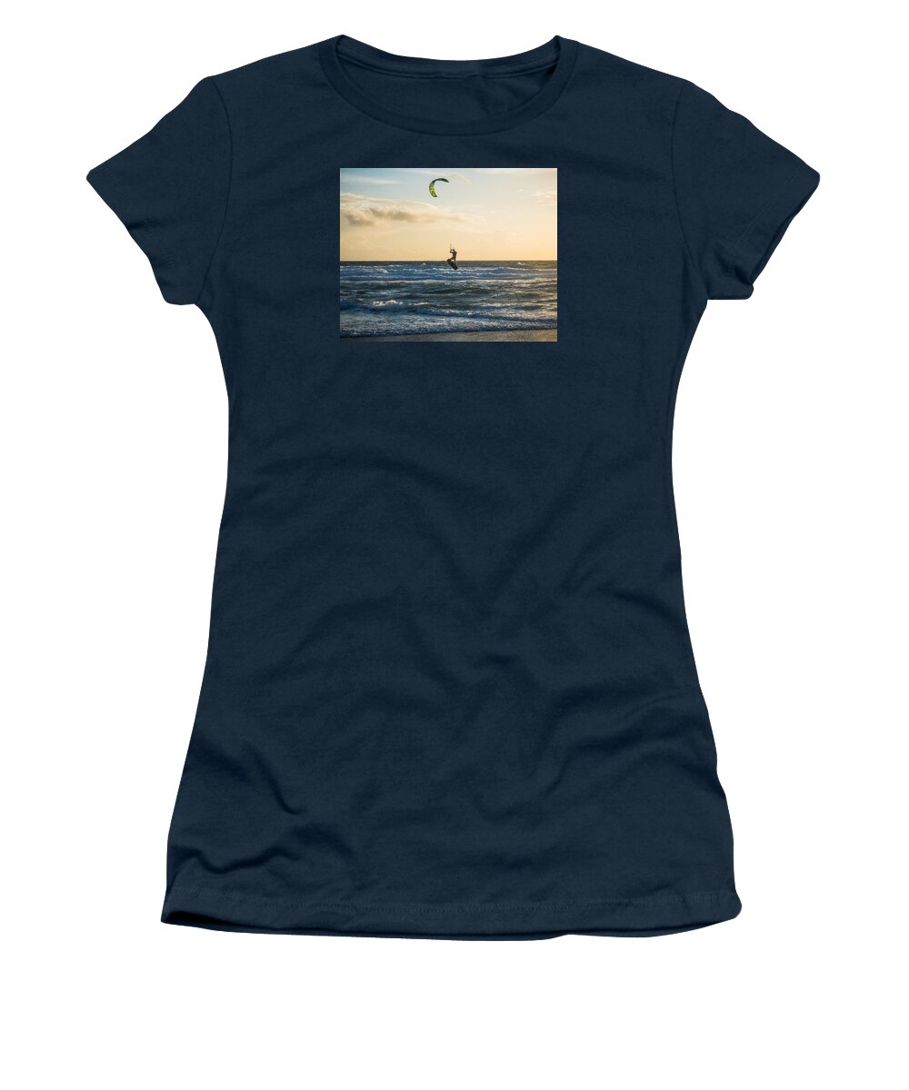 Kite Women's T-Shirt featuring the photograph Kiteboarder Leap by Lawrence S Richardson Jr