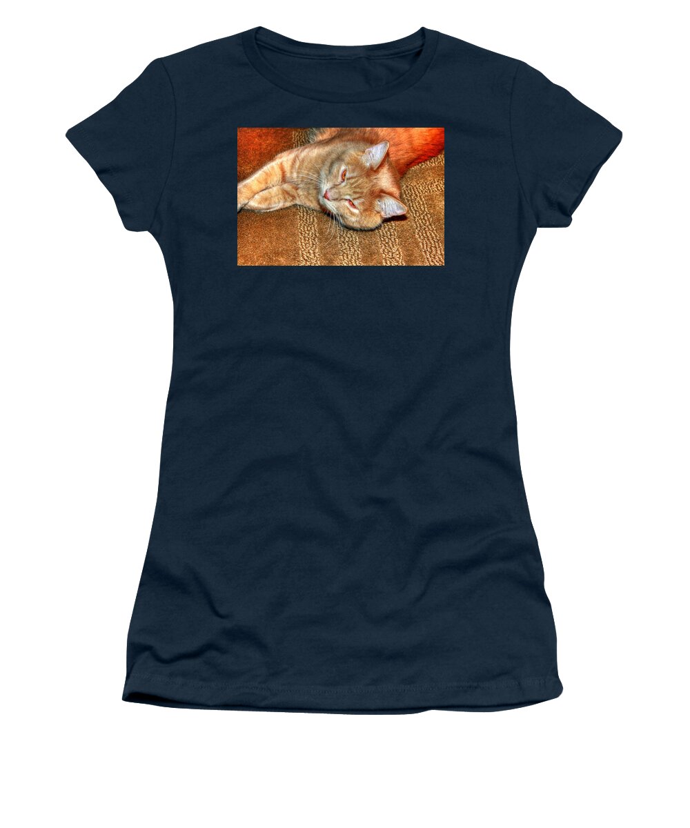 Hdr Women's T-Shirt featuring the photograph Kitty Relaxing by Randy Wehner