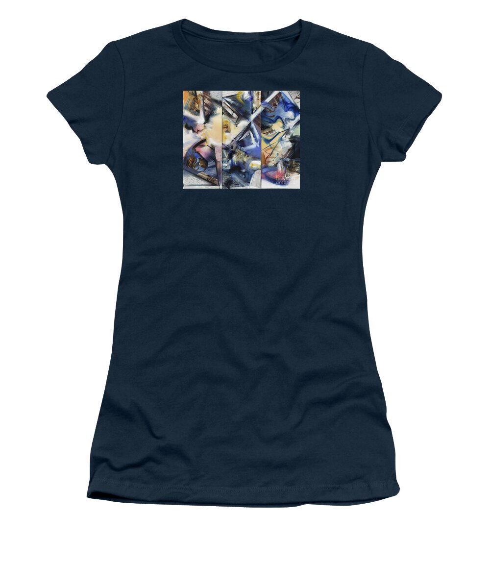 Blues Women's T-Shirt featuring the painting Kuan Answers according to A. W. Watts by Ritchard Rodriguez