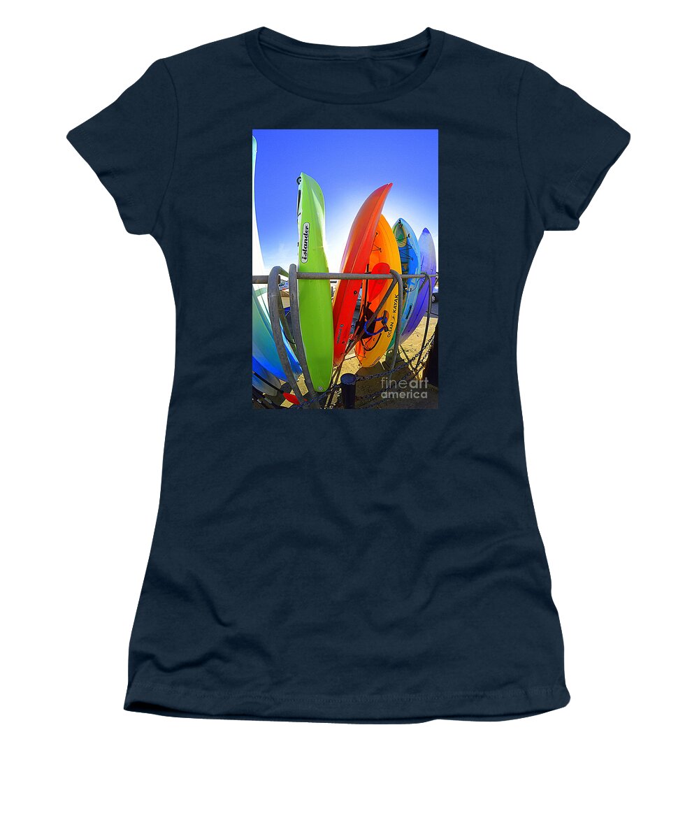 Kayak Women's T-Shirt featuring the photograph Kayaks by Andy Thompson