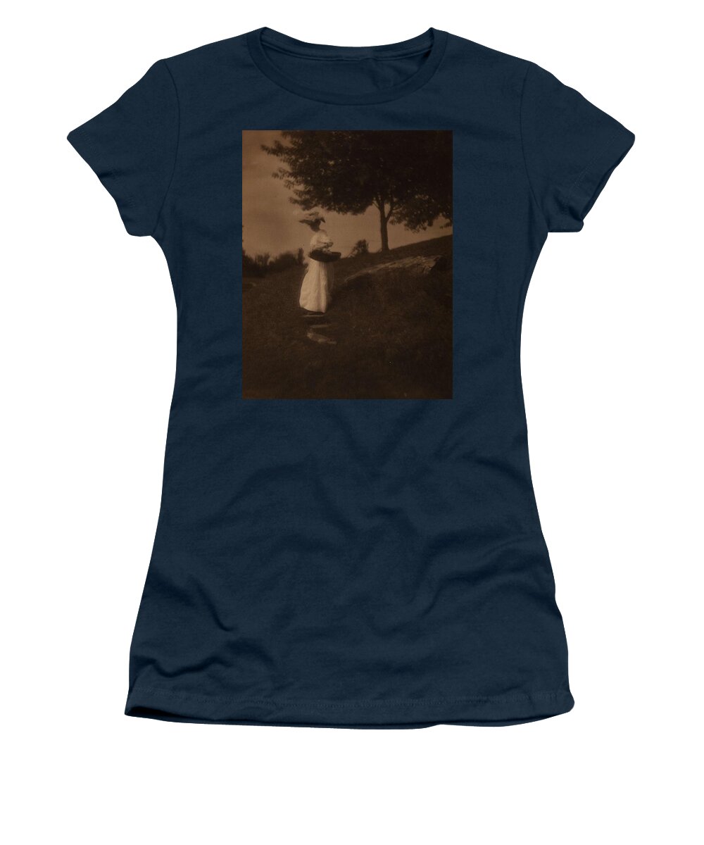 Girl Women's T-Shirt featuring the painting Lady in White , Dwight A. Davis , American, 1852 - 1944 by Celestial Images