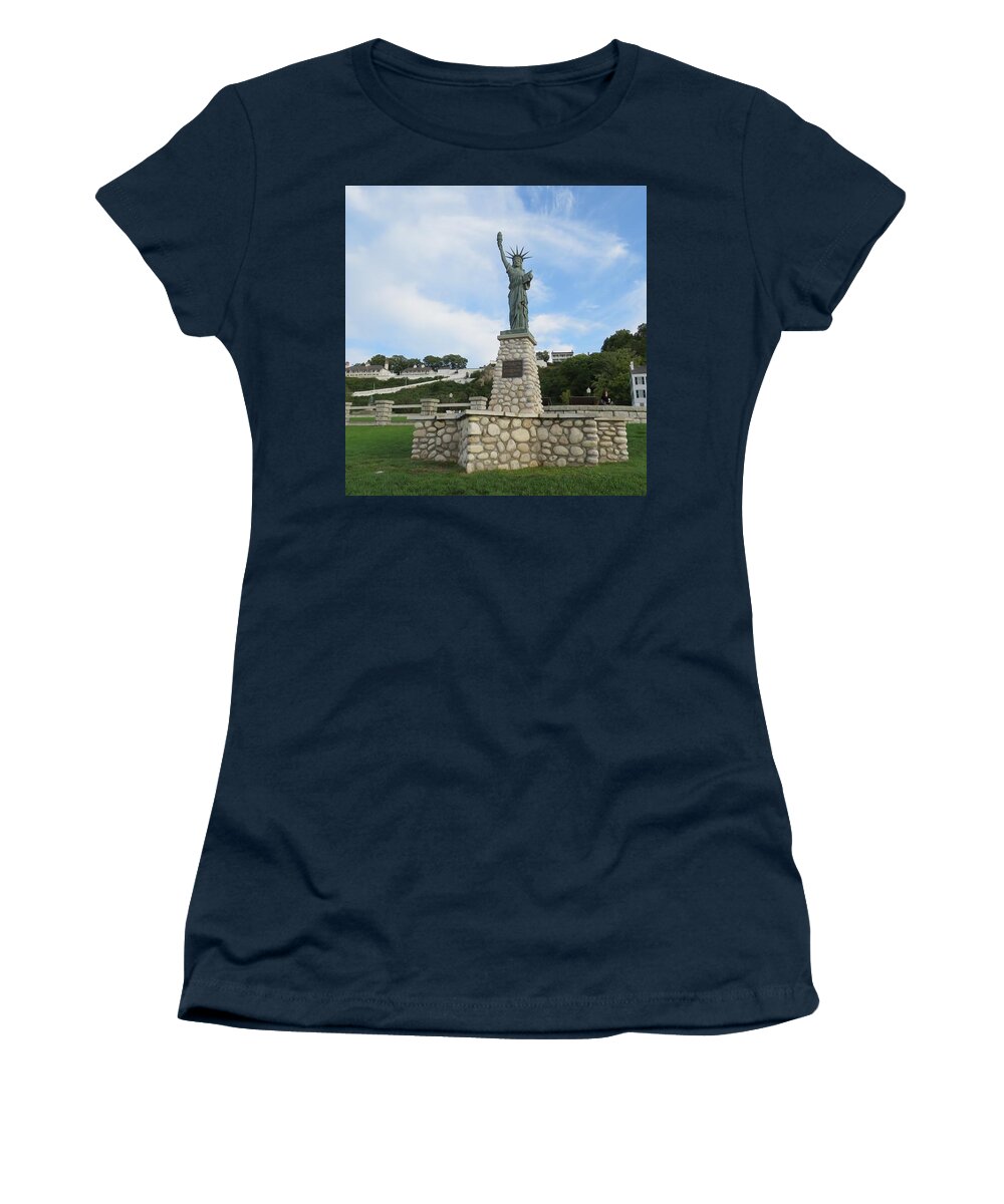 Statue Of Liberty Women's T-Shirt featuring the photograph Lady Liberty on Mackinac Island by Keith Stokes