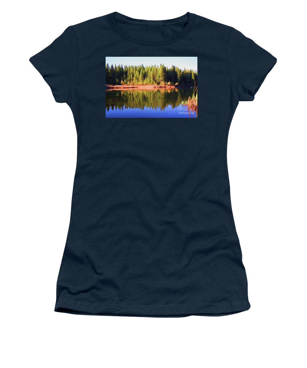 Landscape Women's T-Shirt featuring the photograph Lake Calveras County Ca by Chuck Kuhn