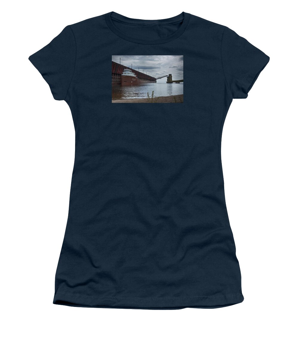  Women's T-Shirt featuring the photograph Lake Freighter by Dan Hefle