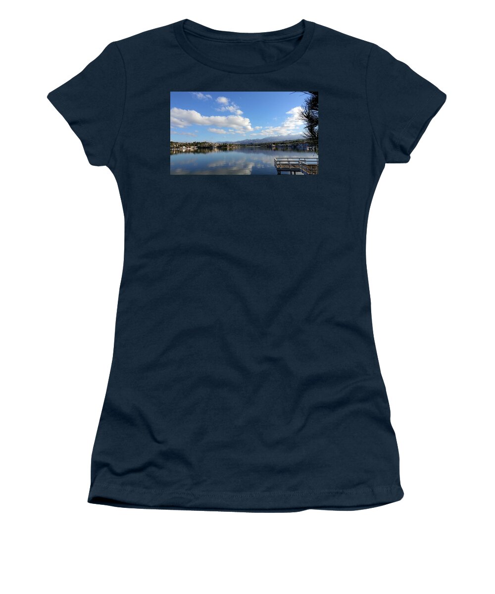 Lake Mission Viejo Women's T-Shirt featuring the photograph Lake Mission Viejo Cloud Reflections by J R Yates