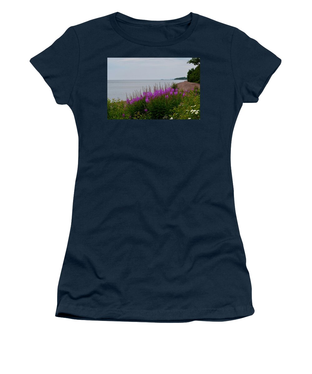Lake Superior Women's T-Shirt featuring the photograph Lake Superiors North Shore by Hella Buchheim