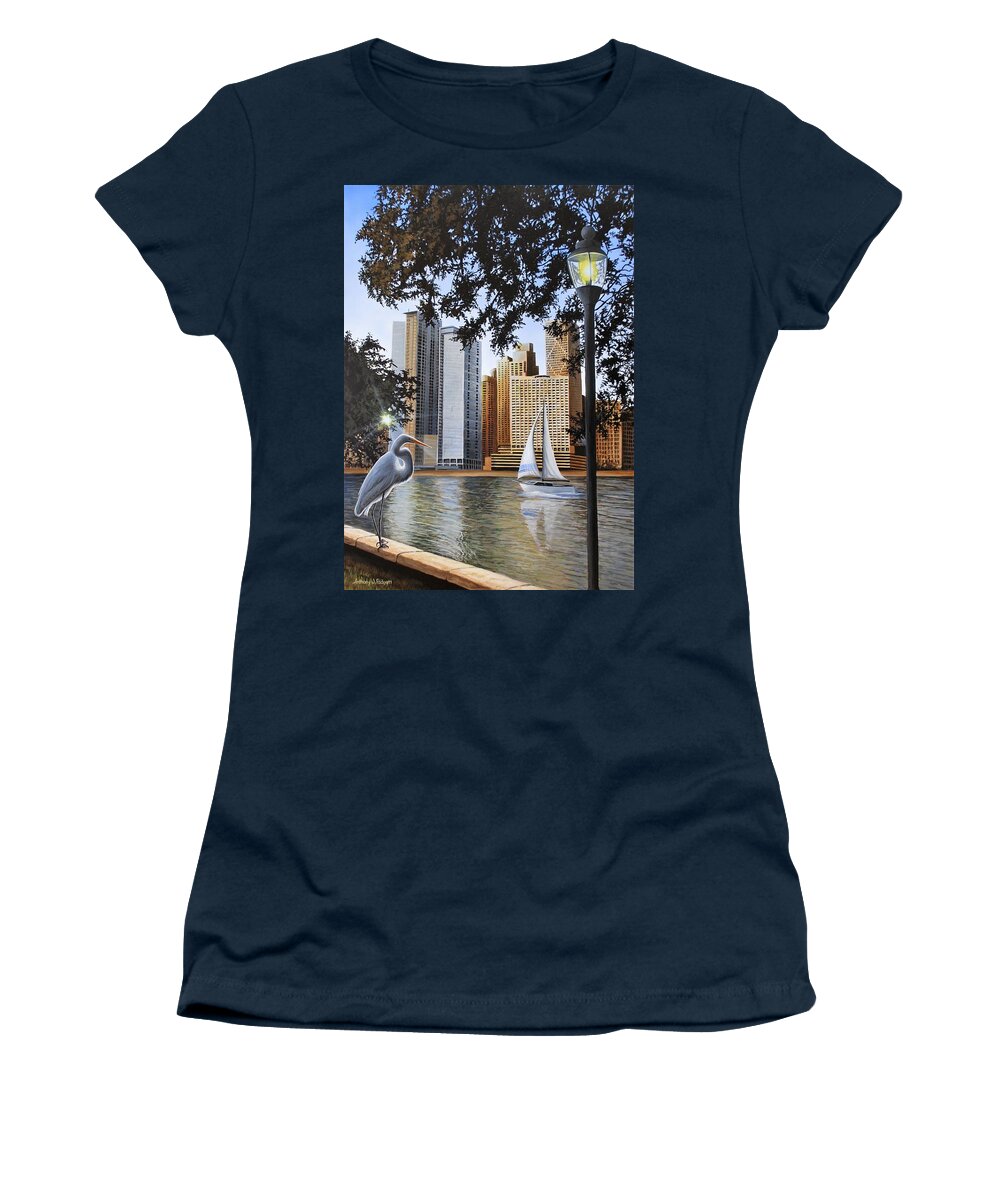 Chicago Women's T-Shirt featuring the painting Lakeshore Drive - Chicago by Anthony J Padgett