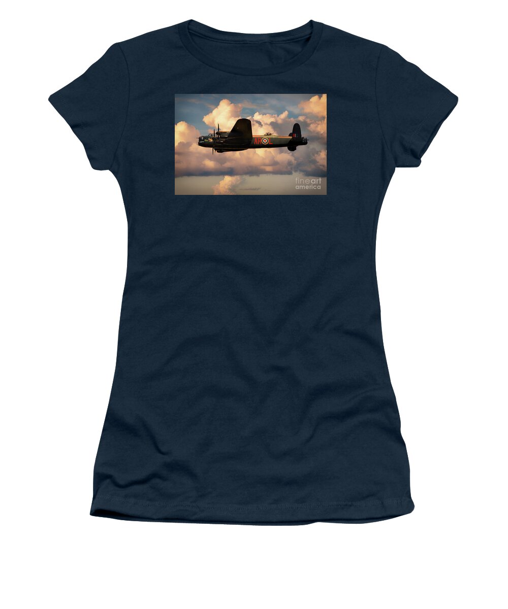Lancaster Bomber Women's T-Shirt featuring the digital art Lancaster L-Leader by Airpower Art