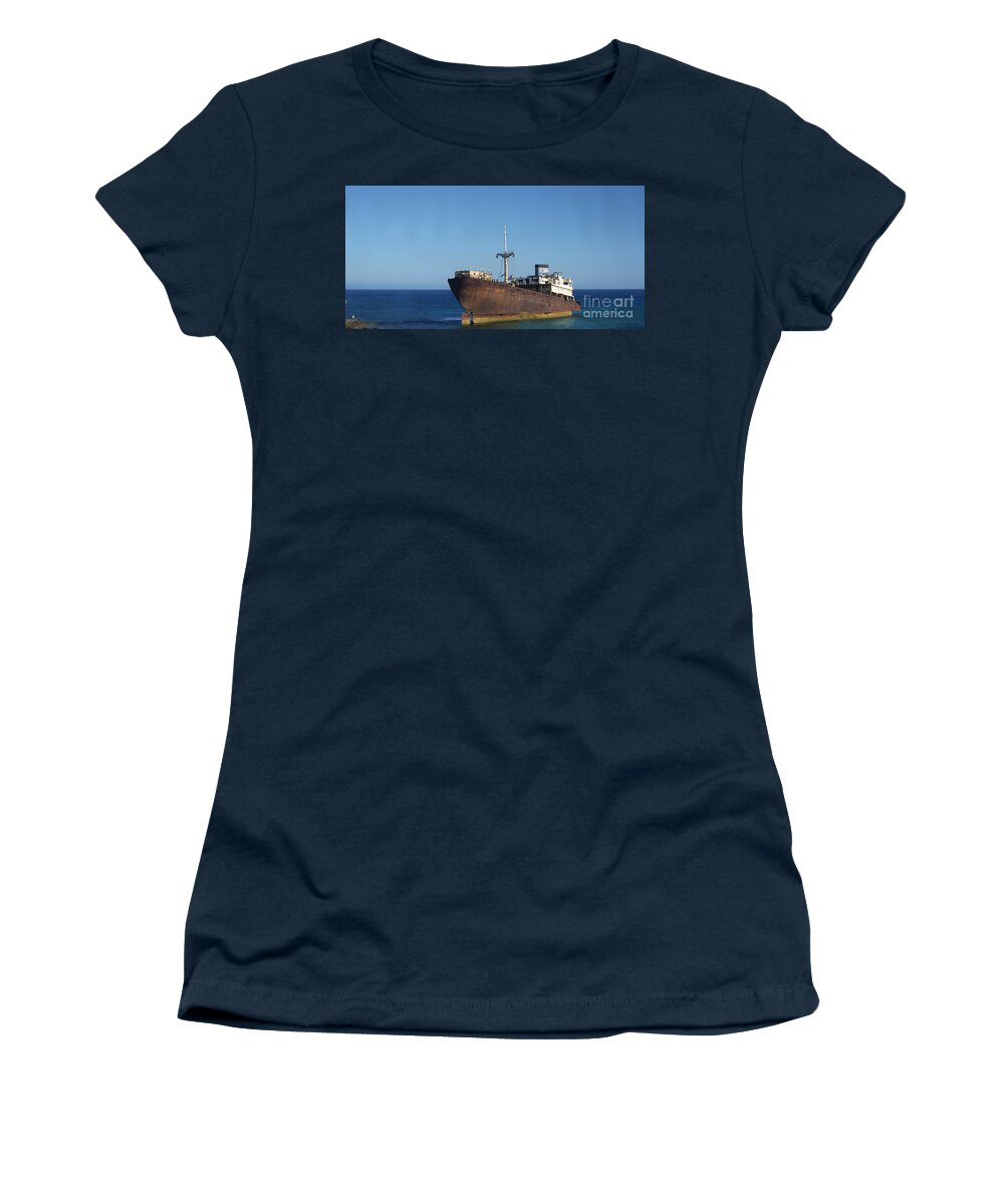 Lanzarote Women's T-Shirt featuring the photograph Lanzarote ship wreck by Joe Cashin
