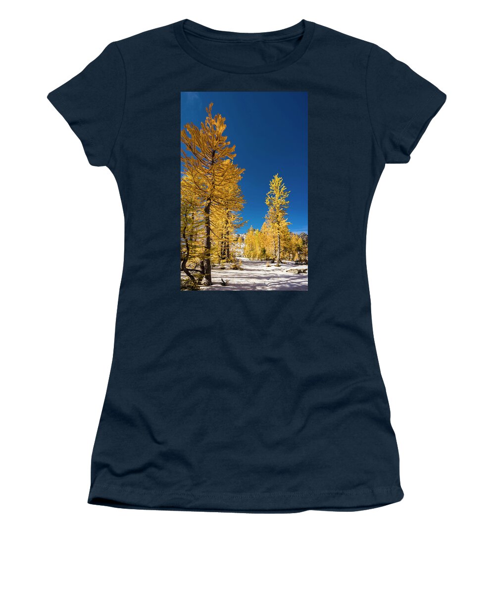 Evergreen Women's T-Shirt featuring the photograph Larches 4 by Pelo Blanco Photo