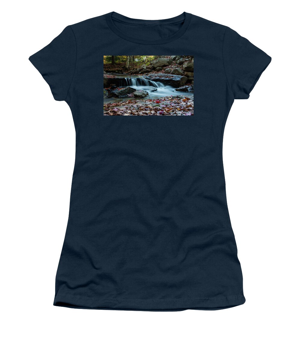 Waterfall Women's T-Shirt featuring the photograph Late October Morning at Coxing Kill by Jeff Severson