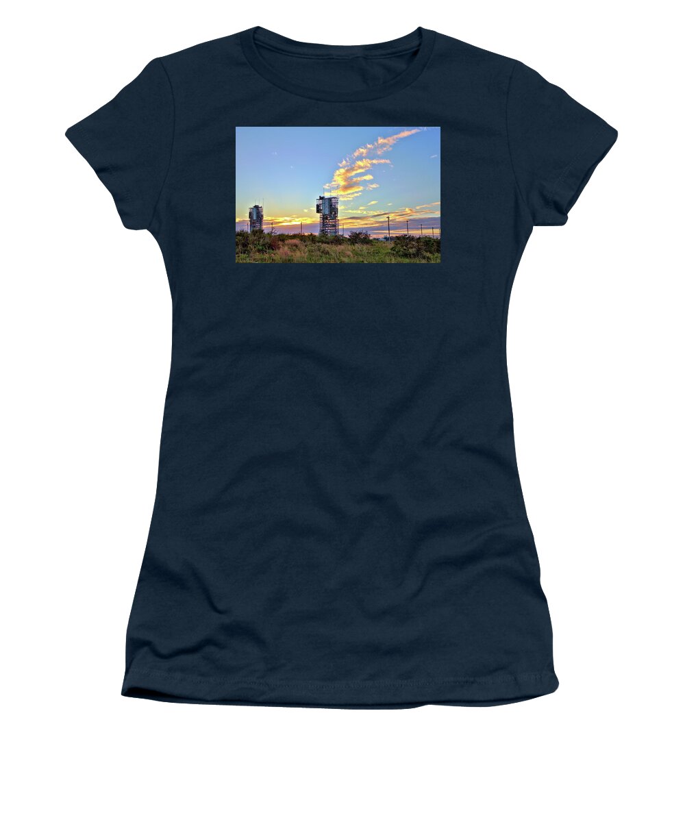 16485 Women's T-Shirt featuring the photograph Launch Complex 17 at Sunset by Gordon Elwell