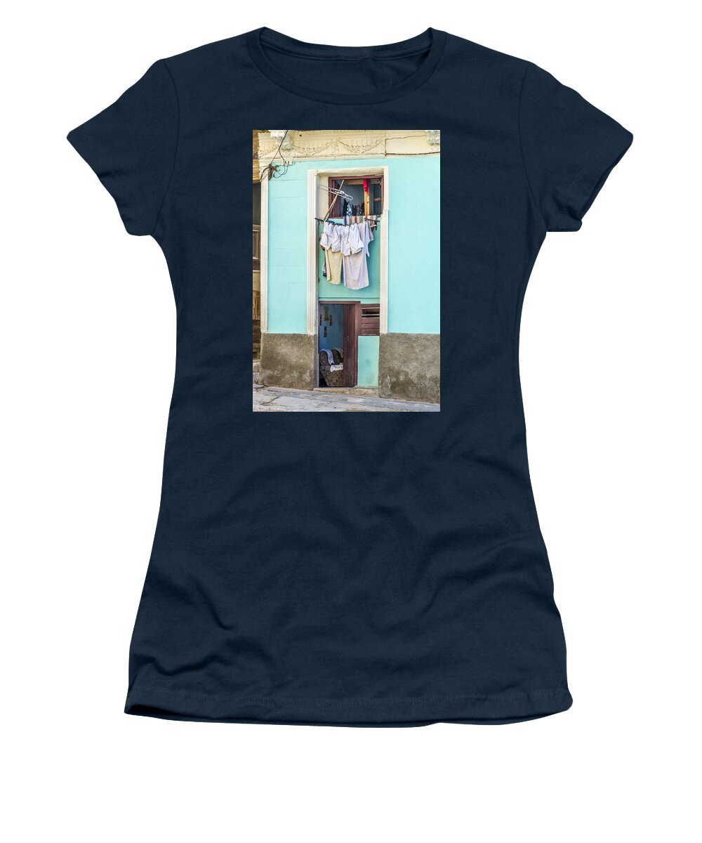 Architectural Photographer Women's T-Shirt featuring the photograph Laundry day by Lou Novick